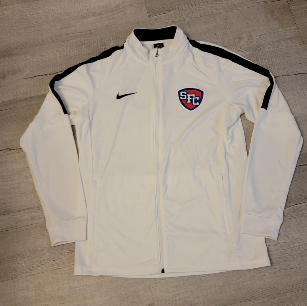 White Nike Track Jacket with Black Accents
